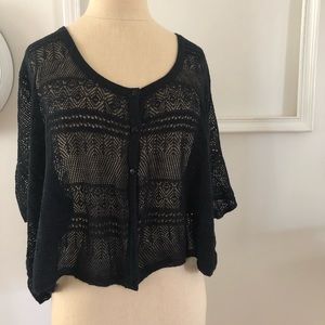 4x cropped open weave cardigan sweater